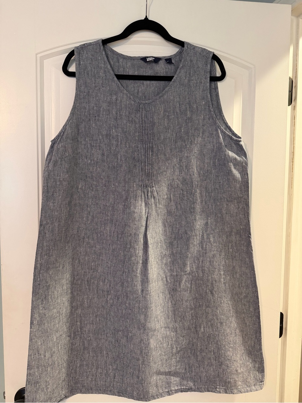 Lands' End 100% Linen Sleeveless Chambray Tunic - Gray